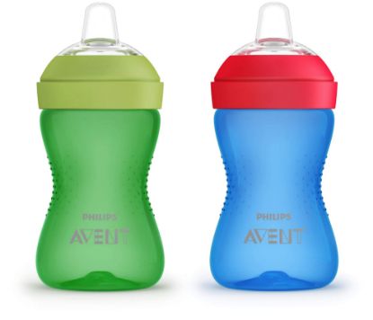 Picture of AVENT Philips Spout Sippy Cup with Soft Spout and Leak-Proof Design, Blue/Green, 10oz, 2pk, SCF801/21