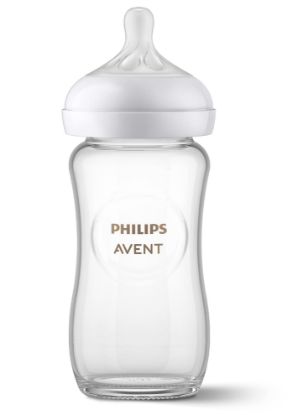 Picture of Philips Avent Natural Glass Baby Bottle with Natural Response Nipple (Medium Flow, Flow 3), 8oz, SCY913/01