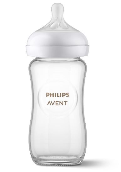 Picture of Philips Avent Natural Glass Baby Bottle with Natural Response Nipple (Medium Flow, Flow 3), 8oz, SCY913/01