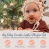 Picture of Itzy Ritzy Silicone Pacifiers for Newborn - Sweetie Soother Pacifiers Feature Collapsible Handle & Two Air Holes for Added Safety For Ages Newborn and Up, Coffee & Cream Set of 3 in White, Tan & Brown