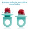 Picture of Frida Baby Push Pop Feeder, Baby Fruit Food Feeder to Safely Introduce New Foods, Fresh + Frozen, Silicone, BPA Free, Dishwasher Safe | 3 Count, Teal
