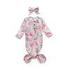 Picture of Newborn Infant Baby Girl Boy Gowns Sleeping Bag Pajamas Coming Home Outfits Swaddle Blanket Cotton Nightgown Sleepwear (K-Flower sleeping bag, 0-6 Months)