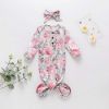 Picture of Newborn Infant Baby Girl Boy Gowns Sleeping Bag Pajamas Coming Home Outfits Swaddle Blanket Cotton Nightgown Sleepwear (K-Flower sleeping bag, 0-6 Months)
