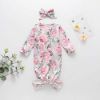 Picture of Newborn Infant Baby Girl Boy Gowns Sleeping Bag Pajamas Coming Home Outfits Swaddle Blanket Cotton Nightgown Sleepwear (K-Flower sleeping bag, 0-6 Months)