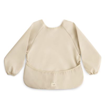 Picture of mushie Long Sleeve Baby Bib | Mess Free & Waterproof Fabric for Toddlers | Adjustable Fit for Ages 6-24 Months (Fog)