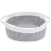 Picture of ABenkle Small Basket, 12"x 8" x 5" Cute Small Woven Basket, Rope Room Shelf Storage Basket, Cat Dog Toys Basket Chest Box, Decorative Empty Gift Basket with Handles - Grey