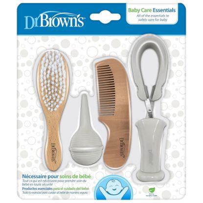 Picture of Dr. Brown's Baby Care Essentials Kit, Nail Scissors with Case, Nasal Aspirator, Cradle Cap Brush and Comb, BPA Free