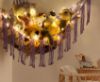 Picture of Stuffed Animal Hammock Corner with LED Light - Toy Storage Hammock Plushie Net Organizer - Teddy Bear Stuffy Hammock - Purple Nursery Decor Baby Kids Bedroom Nursery Furniture