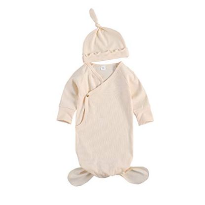 Picture of Newborn Infant Baby Girl Boy Gowns Sleeping Bag Pajamas Coming Home Outfits Swaddle Blanket Cotton Nightgown Sleepwear (L-Cotton Sleeping Bag Apricot, 0-6 Months)
