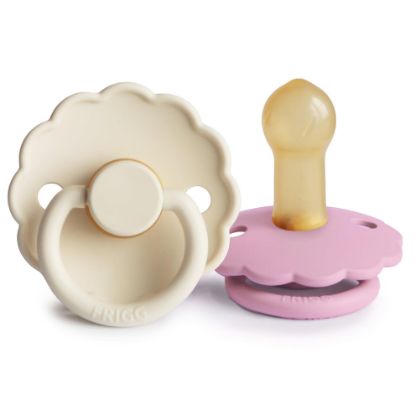 Picture of FRIGG Daisy Natural Rubber Baby Pacifier | Made in Denmark | BPA-Free (Cream/Lupine, Size 2) 2-Pack