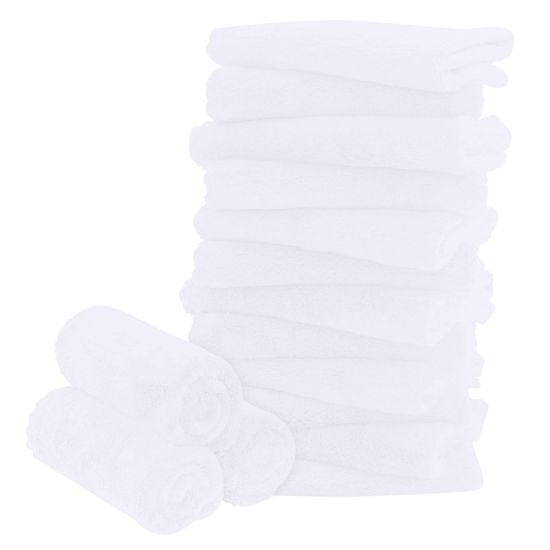 Picture of 16 Pack Baby Washcloths - 10x10 Inch, Microfiber baby towel - Absorbent and Soft baby Wash Clothes for Newborns, Infants and Toddlers - Quick Dry for baby boys and girls face towel - White