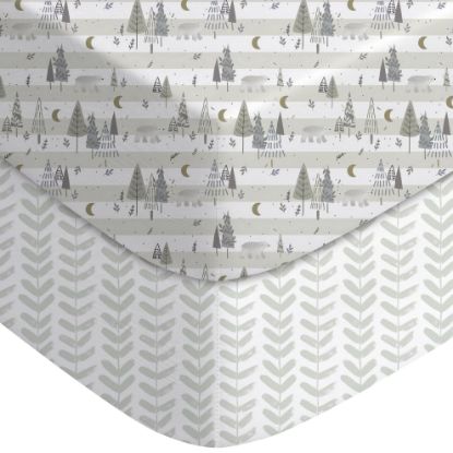 Picture of Yoofoss Baby Crib Sheets for Boys Girls, Fitted Crib Sheet 2 Pack for Standard Crib and Toddler Mattress, Super Soft Microfiber Baby Sheet 28x52x8in Forest Bear