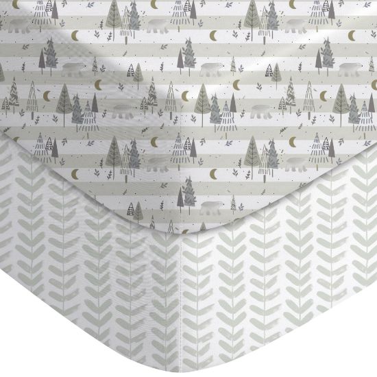 Picture of Yoofoss Baby Crib Sheets for Boys Girls, Fitted Crib Sheet 2 Pack for Standard Crib and Toddler Mattress, Super Soft Microfiber Baby Sheet 28x52x8in Forest Bear