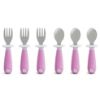 Picture of Munchkin® Raise™ Toddler Fork and Spoon Utensil Set, Rest Keeps Tip Off Table, BPA Free, 6 Pack, Purple