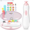 Picture of Baby Nail Trimmer Electric, FANSIDI Baby Nail File Infant Nail Clippers with 10 Grinding Pads 8 Sandpapers for Newborn Infant Toddler or Adults Toes Fingernails Care - AA Battery Operated (White/Pink)