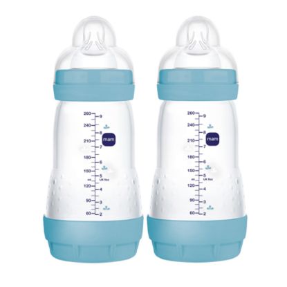 Picture of MAM Easy Start Anti-Colic Baby Bottle 9 oz, Medium Flow, Breastfeeding-Like Silicone Nipple Bottle, Reduces Colic, Gas, & Reflux, Easy-to-Clean, BPA-Free, Vented Baby Bottles for Newborns, 2+ Months