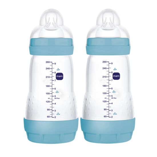 Picture of MAM Easy Start Anti-Colic Baby Bottle 9 oz, Medium Flow, Breastfeeding-Like Silicone Nipple Bottle, Reduces Colic, Gas, & Reflux, Easy-to-Clean, BPA-Free, Vented Baby Bottles for Newborns, 2+ Months