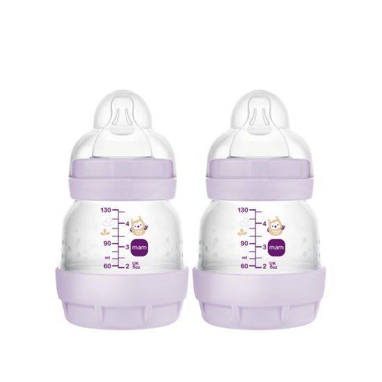 Picture of MAM Easy Start Anti-Colic Baby Bottles, Extra Slow Flow, Breastfeeding-Like Silicone Nipple Bottle, Reduces Colic, Gas, & Reflux, Easy-to-Clean, BPA-Free, Vented Baby Bottles for Newborns, 0-3 Months