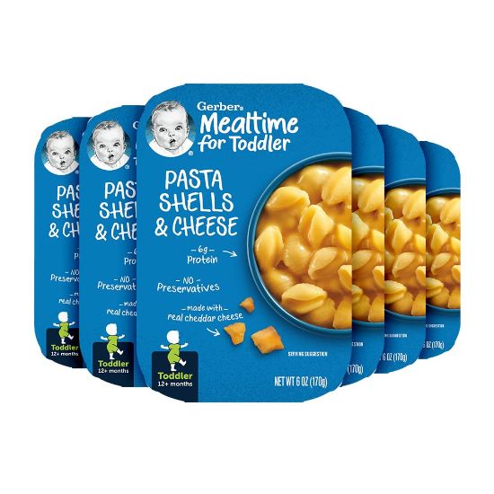Picture of Gerber Mealtime for Toddler Pasta Shells & Cheese, 6 Ounce (Pack of 6)