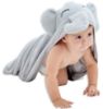 Picture of HIPHOP PANDA Hooded Towel - Rayon Made from Bamboo, Bath Towel with Bear Ears for Newborn, Babie, Toddler, Infant - Absorbent Large Baby Towel - Grey Elephant, 30 x 30 Inch