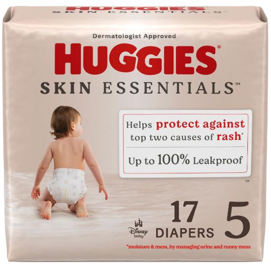 Picture of Huggies Size 5 Diapers, Skin Essentials Baby Diapers, Size 5 (27+ lbs), 17 Count, Packaging May Vary