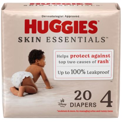 Picture of Huggies Size 4 Diapers, Skin Essentials Baby Diapers, Size 4 (22-37 lbs), 20 Count, Packaging May Vary