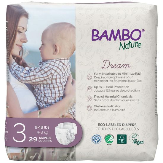 Picture of Bambo Nature Hypoallergenic Baby Diapers, Eco-Labelled Sustainable Diapers, Enhanced Leakage Protection, Totally Chlorine-free, Skin Friendly, and Super Absorbent - Size 3 (29 Count)