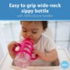Picture of Dr. Brown's Milestones Wide-Neck Sippy Spout Bottle with 100% Silicone Handles, Easy-Grip Handles with Soft Sippy Spout, 9oz/270mL, Pink, 1-Pack, 6m+