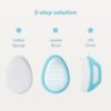 Picture of Frida Baby The 3-Step Cradle Cap System, DermaFrida The FlakeFixer, Sponge, Brush, Comb and Storage Stand for Babies with Cradle Cap, White-Blue