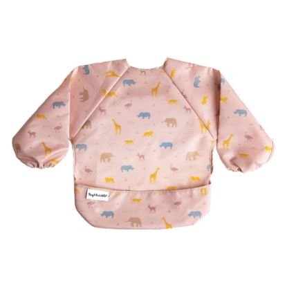 Picture of Tiny Twinkle Mess Proof Baby Bib|Waterproof Smock Bib for Eating,Machine Washable Full Sleeve with Pocket(Petite Safari, Small 6-24 Months)