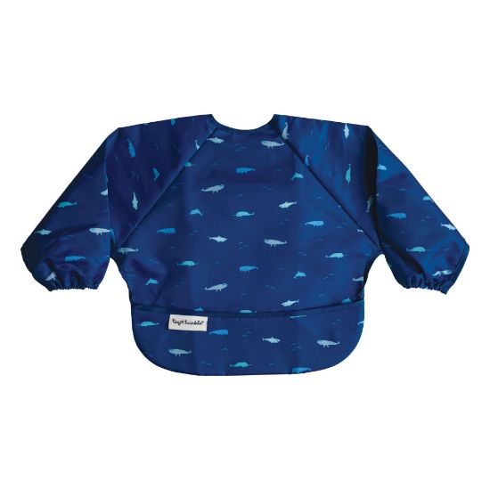 Picture of Tiny Twinkle Mess Proof Baby Bib|Waterproof Smock Bib for Eating,Machine Washable Full Sleeve with Pocket(Ocean Life, Small 6-24 Months)