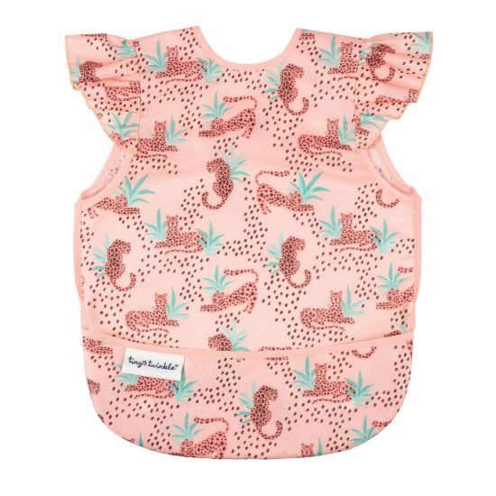 Picture of Tiny Twinkle Mess Proof Baby Bib - Waterproof & Lightweight Baby-Led Weaning Apron | 100% Recycled Polyester, Easy Clean & Machine Washable (Leopard, Small 6-24 Months)