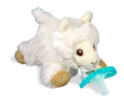 Picture of RaZbaby JollyPop Pacifier, Holder w/Detachable Baby Pacifier, Stuffed Animal RaZbuddy, All Ages 0M+, 100% Medical Grade USA Made Silicone, Machine Washable, Textured & Easy to Hold - Llama