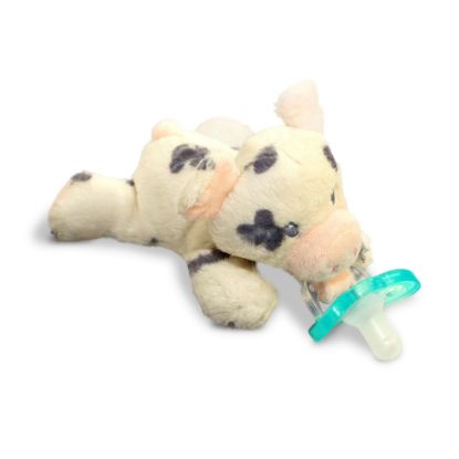 Picture of RaZbaby JollyPop Pacifier, Holder w/Detachable Baby Pacifier, Stuffed Animal RaZbuddy, All Ages 0M+, 100% Medical Grade USA Made Silicone, Machine Washable, Textured & Easy to Hold - Pig