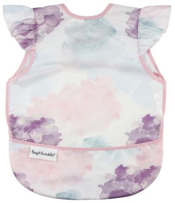 Picture of Tiny Twinkle Mess Proof Baby Bib - Waterproof & Lightweight Baby-Led Weaning Apron | 100% Recycled Polyester, Easy Clean & Machine Washable (Cotton Candy, Small 6-24 Months)