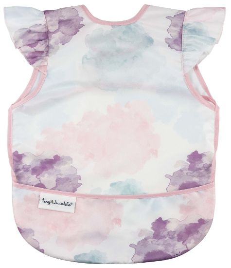 Picture of Tiny Twinkle Mess Proof Baby Bib - Waterproof & Lightweight Baby-Led Weaning Apron | 100% Recycled Polyester, Easy Clean & Machine Washable (Cotton Candy, Small 6-24 Months)