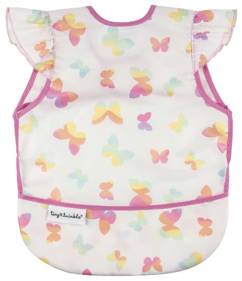 Picture of Tiny Twinkle Mess Proof Baby Bib - Waterproof & Lightweight Baby-Led Weaning Apron | 100% Recycled Polyester, Easy Clean & Machine Washable (Butterflies, Small 6-24 Months)