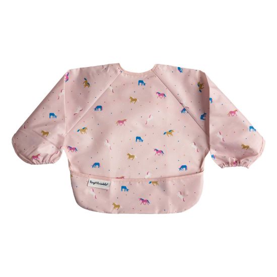 Picture of Tiny Twinkle Mess Proof Baby Bib|Waterproof Smock Bib for Eating,Machine Washable Full Sleeve with Pocket(Unicorn Confetti, Small 6-24 Months)