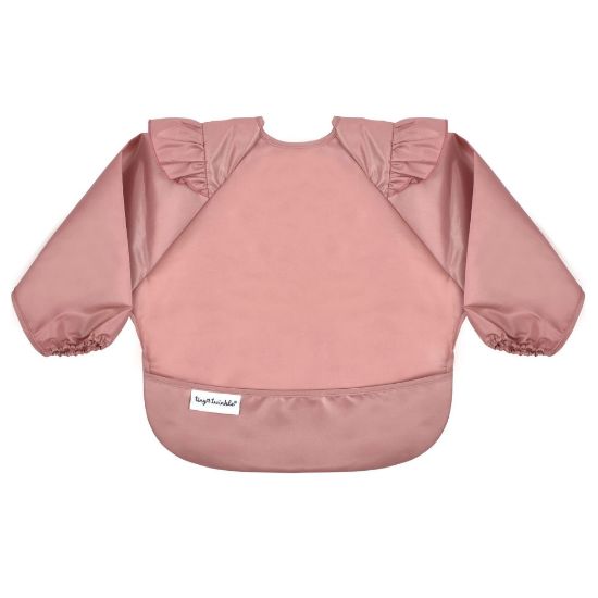 Picture of Tiny Twinkle Mess Proof Baby Bib|Waterproof Smock Bib for Eating,Machine Washable Full Sleeve with Pocket(Taupe, Small 6-24 Months)