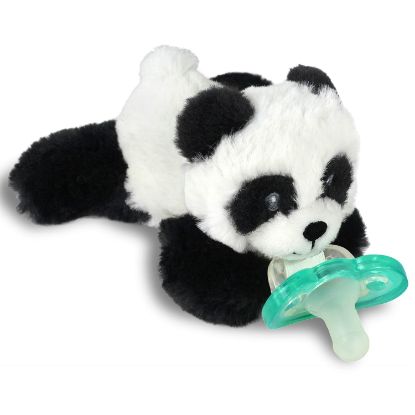 Picture of RaZbaby JollyPop Pacifier, Holder w/Detachable Baby Pacifier, Stuffed Animal RaZbuddy, All Ages 0M+, 100% Medical Grade USA Made Silicone, Machine Washable, Textured & Easy to Hold - Panda