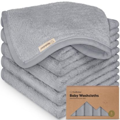 Picture of 6-Pack Baby Washcloths - Soft Viscose from Bamboo Washcloth, Baby Wash Cloths for Newborn, Kids, Bath Baby Towels, Face Towel, Face Cloths for Washing Face (Cool Gray)
