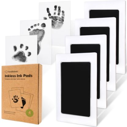 Picture of 4-Pack Inkless Baby Hand and Footprint Kit - Mess Free Ink Pad for Newborn Keepsake, Dog Nose & Paw Print Kit, Clean Touch Ink Pad for Baby Hand & Footprints, Ideal Mother's Day Gifts (Jet Black)