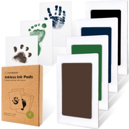Picture of 4-Pack Inkless Hand and Footprint Kit - Ink Pad for Baby Hand and Footprints - Dog Paw Print Kit,Dog Nose Print Kit - Baby Footprint Kit, Clean Touch Baby Foot Printing Kit, Handprint Kit(Midnights)