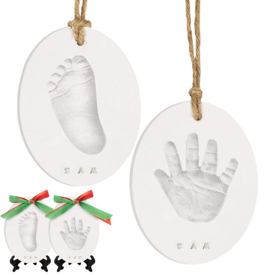 Picture of Baby Hand and Footprint Kit - Personalized Baby Foot Printing Kit for Newborn - Baby Footprint Kit for Toddlers - Baby Keepsake Handprint Kit - Baby Handprint Ornament Kit (Multi-Colored)