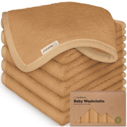 Picture of 6-Pack Baby Washcloths - Soft Viscose from Bamboo Washcloth, Baby Wash Cloths for Newborn, Kids, Bath Baby Towels, Face Towel, Face Cloths for Washing Face (Toast)