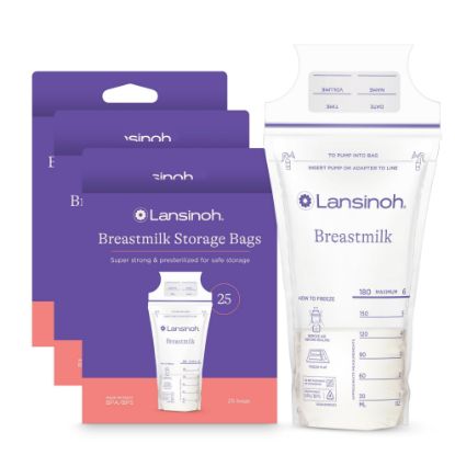 Picture of Lansinoh Breastmilk Storage Bags, 75 Count, Baby Essentials, Fast Freeze & Thaw Breast Milk Bags for Baby Bottle Feeding, Superior Strength & Stretch, 6 Ounce