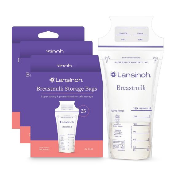 Picture of Lansinoh Breastmilk Storage Bags, 75 Count, Baby Essentials, Fast Freeze & Thaw Breast Milk Bags for Baby Bottle Feeding, Superior Strength & Stretch, 6 Ounce