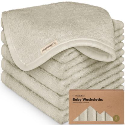 Picture of 6-Pack Baby Washcloths - Soft Viscose from Bamboo Washcloth, Baby Wash Cloths for Newborn, Kids, Bath Baby Towels, Face Towel, Face Cloths for Washing Face (Stone)