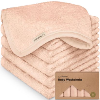 Picture of 6-Pack Baby Washcloths - Soft Viscose from Bamboo Washcloth, Baby Wash Cloths for Newborn, Kids, Bath Baby Towels, Face Towel, Face Cloths for Washing Face (Peachy)