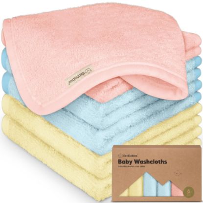 Picture of 6-Pack Baby Washcloths - Soft Viscose from Bamboo Washcloth, Baby Wash Cloths for Newborn, Kids, Bath Baby Towels, Face Towel, Face Cloths for Washing Face (Candy Pop)